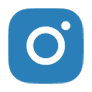 A simple blue Instagram icon on a white background.