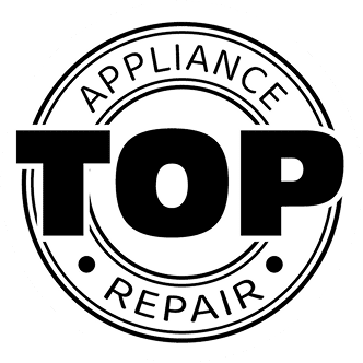 Black and white logo with 'TOP Appliance Repair' text in a circular design.