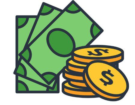 Illustration of paper money and gold coins symbolizing wealth.