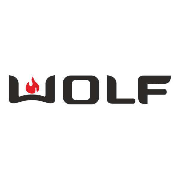 Logo of WOLF with a red wolf head inside the letter W.