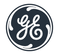 GE logo in a circular design with a dark background.